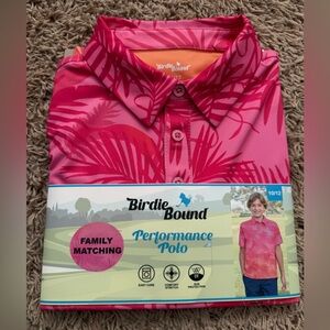 Birdie Bound Boys Performance Printed Golf Polo Shirt Size: 10/12